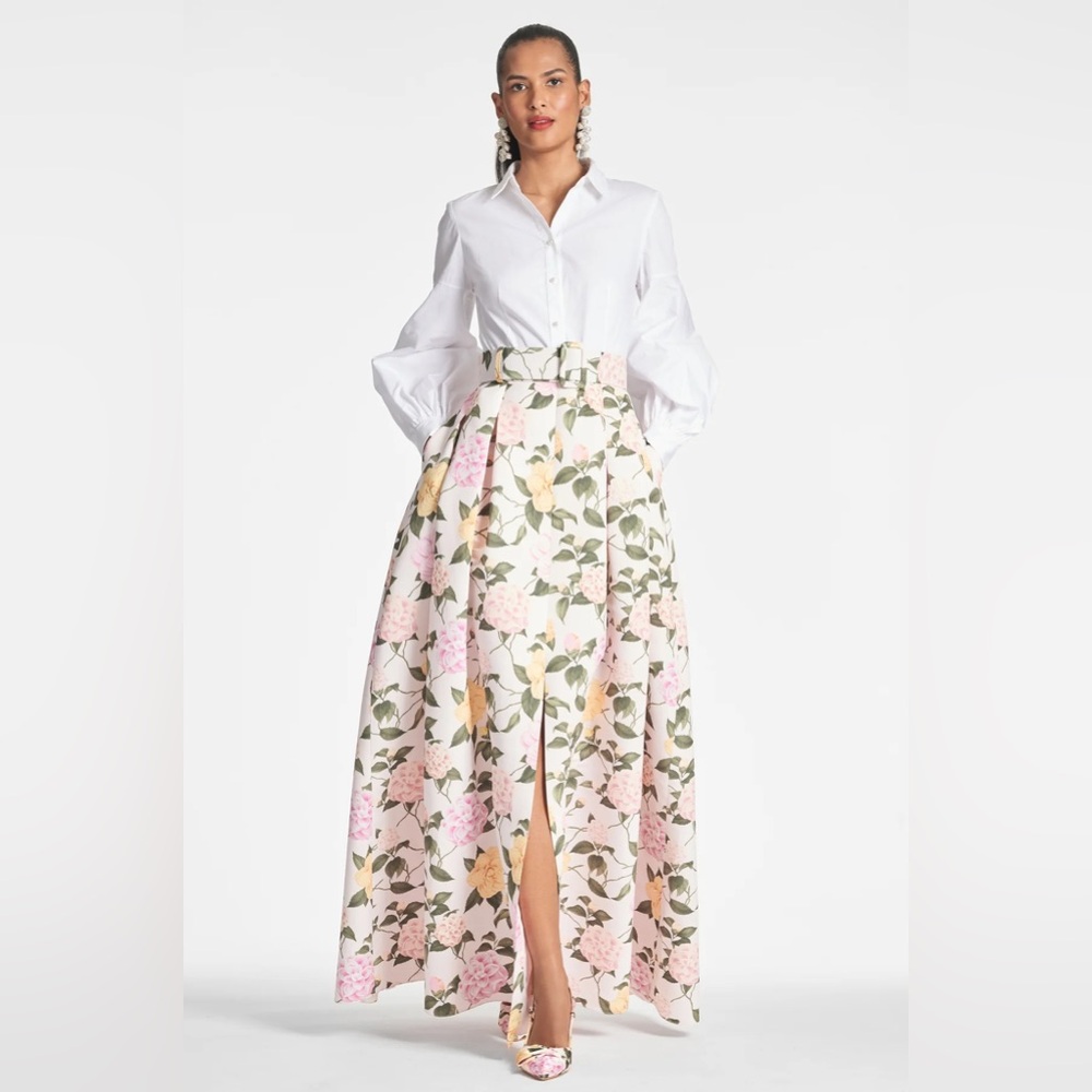 NEW Sachin & Babi Florence Gown - White/Pink Lemonade Bouquet Floral Maxi, sz 2